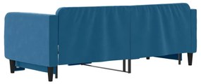 kék kihúzható bársony heverő 80 x 200 cm