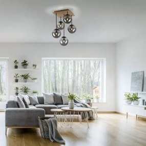 JUST LIGHT. 11395-79 - Csillár rúdon WIDOW 5xE14/25W/230V tölgy