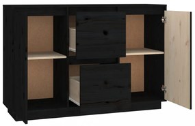 fekete tömör fenyőfa tálalószekrény 111 x 34 x 75 cm