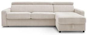 Krémszínű kordbársony kinyitható sarokkanapé (variálható) Monaco – Bobochic Paris