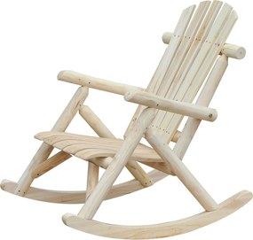 Outsunny Fa Hintaszék Magas Hátú Időjárásálló Kerti Szék 113kg Terhelhetőség Relaxáló Szék Nappaliba, Kertbe, Gyepre, Erkélyre Természetes | Aosom