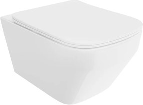 Mexen Riva Rimless Tornado WC csésze lassan lecsukódó vékony duroplast ülőkével, fényes fehér - 30630200T