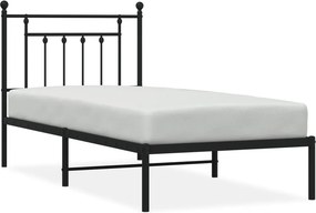 vidaXL fekete fém ágykeret fejtámlával 80 x 200 cm
