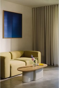 Fekete dohányzóasztal tölgyfa dekoros asztallappal 50x115 cm Looi – noo.ma