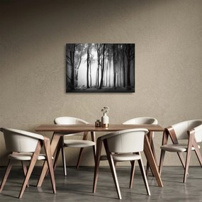 Üveg kép - Farkas a sötét erdőben (70x50 cm)
