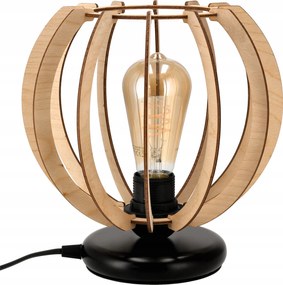 Asztali lámpa Led Éjjeli lámpa Fekete 1xE27 1,5m Fa Led Nappali