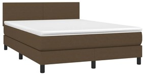 barna szövet rugós és LED-es ágy matraccal 140x190 cm