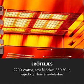 Klarstein Hannibal, magas hőmérsékletű grill, 2200 W, 850 °C, beltéri, rozsdamentes acél, ezüst