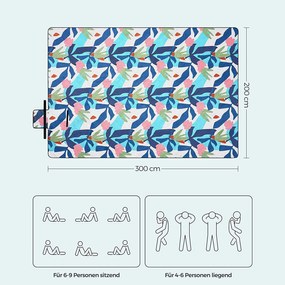 XXL piknik takaró, strand szőnyeg 300 x 200 cm színes levelek
