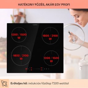 Klarstein Virtuosa EcoAdapt, indukciós főzőlap, 7200 W, 4 zóna, üveg, fekete