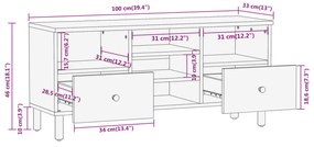 tömör mangófa TV-szekrény 100 x 33 x 46 cm