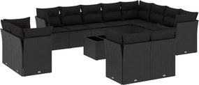vidaXL 13 részes fekete polyrattan kerti ülőgarnitúra párnákkal
