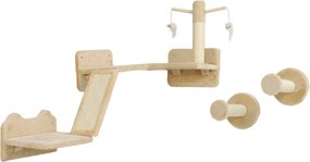 PawHut Macska Mászófal Szett, 3 Részes Macska Bútor Kaparó Lappal, Ugráló Platformokkal, Kaparó Oszloppal, Játék Labdával, 5 kg-ig Terjedő Macskáknak,