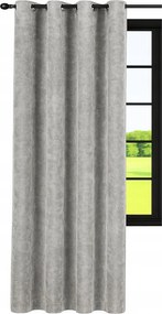 Velúr Függöny, Kész, 210x240 cm, Széles, szürke velúr függöny karikákkal