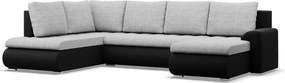 Tokio U sarokkanapé, 3 ágyneműtartóval, fonott + műbőr, baloldali, szürke - fekete