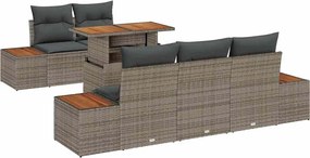 vidaXL Kerti Kanapé Szett tárolóval 6 pcs Szürke Poli rattan