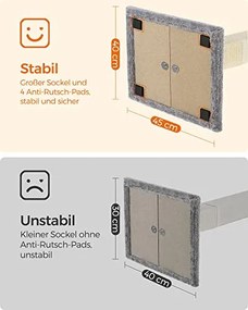 Macskakaparó oszloppal, 40×30 cm-es plüss fekhellyel, 71 cm magas