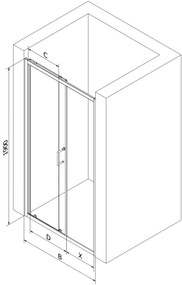Mexen APIA zuhany tolóajtó nyitásig 130cm, átlátszó / szalag, 845-130-000-01-20