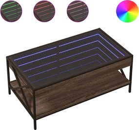 vidaXL barna tölgy végtelen hatású LED-es dohányzóasztal 90x50x38 cm