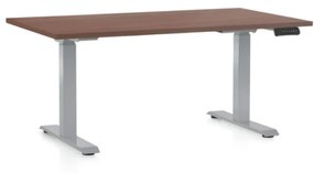 OfficeTech D állítható magasságú asztal, 140 x 80 cm, szürke alap, dió