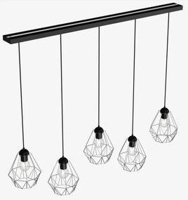 Csillár zsinóron BERGEN 5xE27/60W/230V fekete/fényes króm