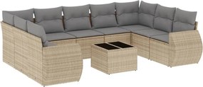 vidaXL 10 részes bézs polyrattan kerti ülőgarnitúra párnával