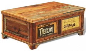 újrahasznosított fa dohányzóasztal tárolórekesszel