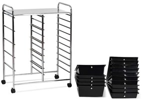 Gurulós tárolókocsi 15 fiókos, több színben-fekete