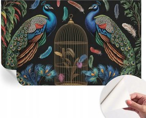 Öntapadós tapéta Fali furnér 3D hatás Egzotikus páva 416x254 cm