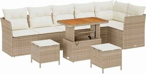 vidaXL Kerti Kanapé Szett 9 pcs Bézs polirattan