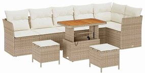 vidaXL Kerti Kanapé Szett 9 pcs Bézs polirattan