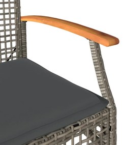 4 db szürke polyrattan és akácfa kerti szék párnákkal