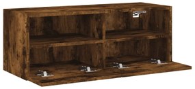 füstös tölgy színű szerelt fa fali TV-szekrény 80 x 30 x 30 cm