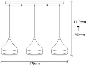 Yildo Long fekete-rézszínű 3 lámpás függőlámpa - Opviq lights