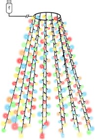 vidaXL 210 LED-es színes karácsonyi fényháló 210 cm