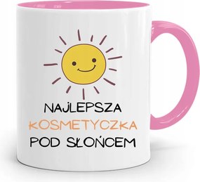 Rózsaszín Bögre Kozmetikusnak A Legjobb A Nap Alatt fényképes nyomtatással