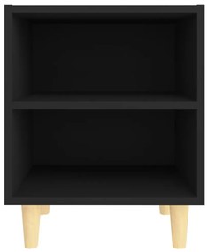 2 db fekete éjjeliszekrény tömör fa lábakkal 40 x 30 x 50 cm