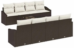 vidaXL Kanapé Szett párnával tárolóval 7 pcs Barna és Krém polirattan