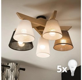 Brilagi - LED  Felületre szerelhető csillár  ANTHONY 5xE14/40W/230V tölgy