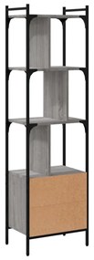 szürke sonoma szerelt fa könyvespolc ajtóval 44,5x30x154,5 cm
