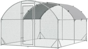 PawHut Fém Baromfiudvar, Szabad Területtel, 280 x 380 x 197 cm, UV-álló Borítással, Ajtóval, 6-12 Tyúk és Más Kisállatok Számára | Aosom
