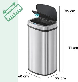 DEUS érzékelős szemetes, 58 liter, ezüst Jurhan