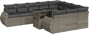 vidaXL 11 részes szürke polyrattan kerti ülőgarnitúra párnákkal