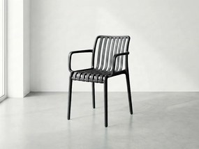 Műanyag szék TREGO karfákkal, antracit színű