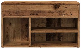 antik fa színű szerelt fa cipőtároló pad 80 x 30 x 45 cm
