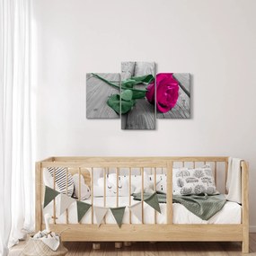 Kép - Rózsaszín rózsa zöld szárral (90x60 cm)