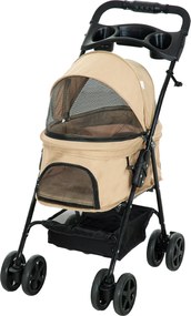 PawHut Kiskutya Kocsik a Kiskutyák és Macskák Számára, Összecsukható Funkcióval Oxford Khaki 67 x 45 x 96 cm | Aosom