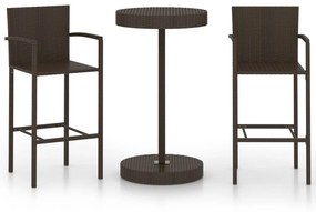 vidaXL 3 részes barna polyrattan kerti bárszett