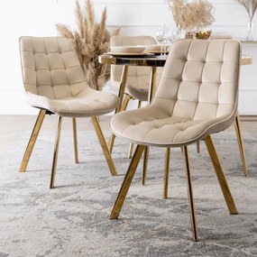 Elegáns Bézs/Arany Étkezőszék Bársony Kárpitozással. DEVI