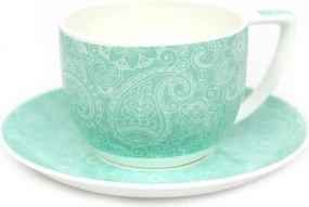 Porcelán Csésze Állvánnyal, Menta Zöld